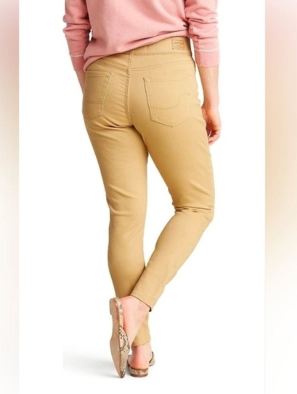 Levi Strauss Signature Pull-on Skinny Stretch Pants Cream Pockets Faux Zip Sz 12 - Picture 8 of 16